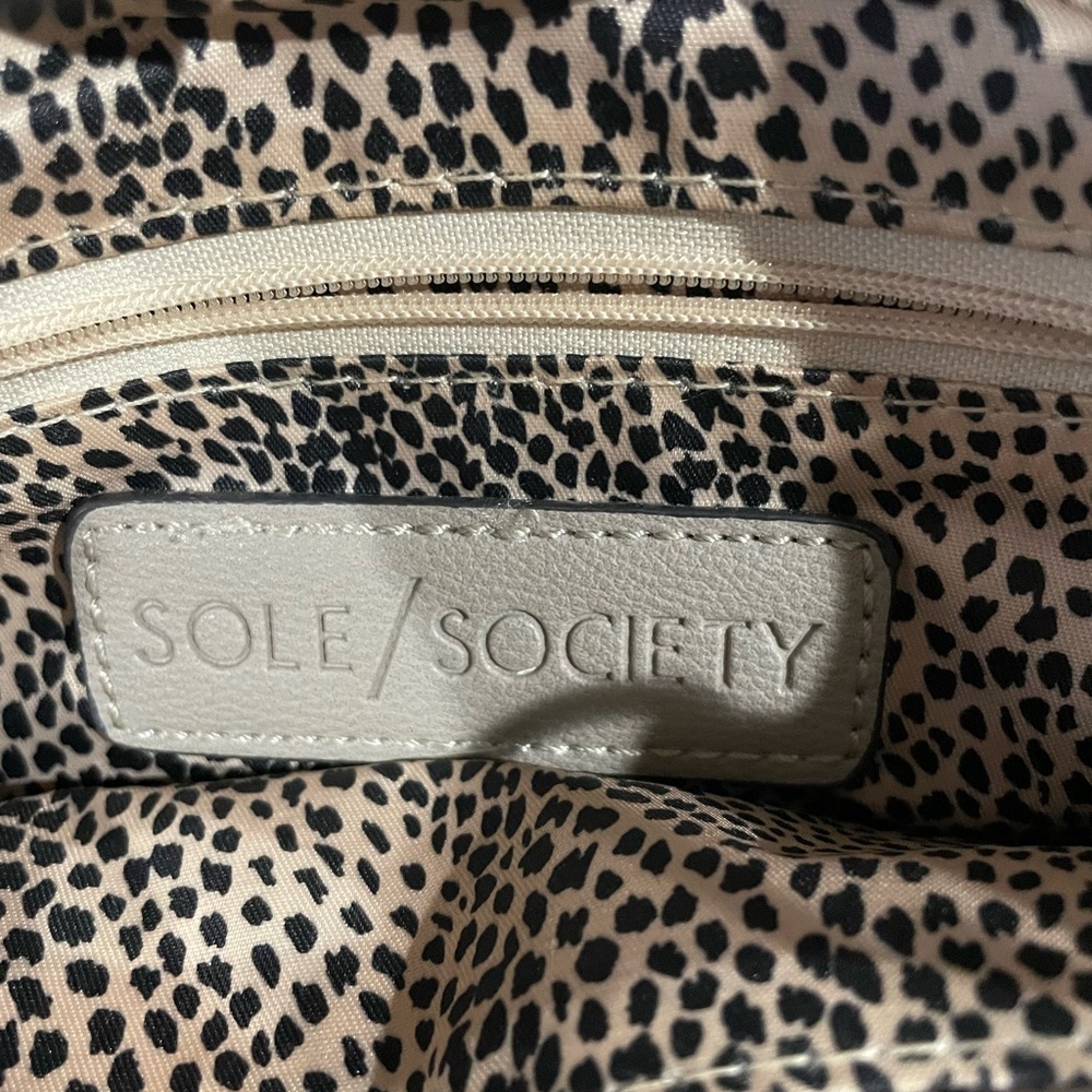 Sole Society Gray Bag Leopard Print Lining Bag Animal Print Woven Strap EUC - Picture 3 of 6